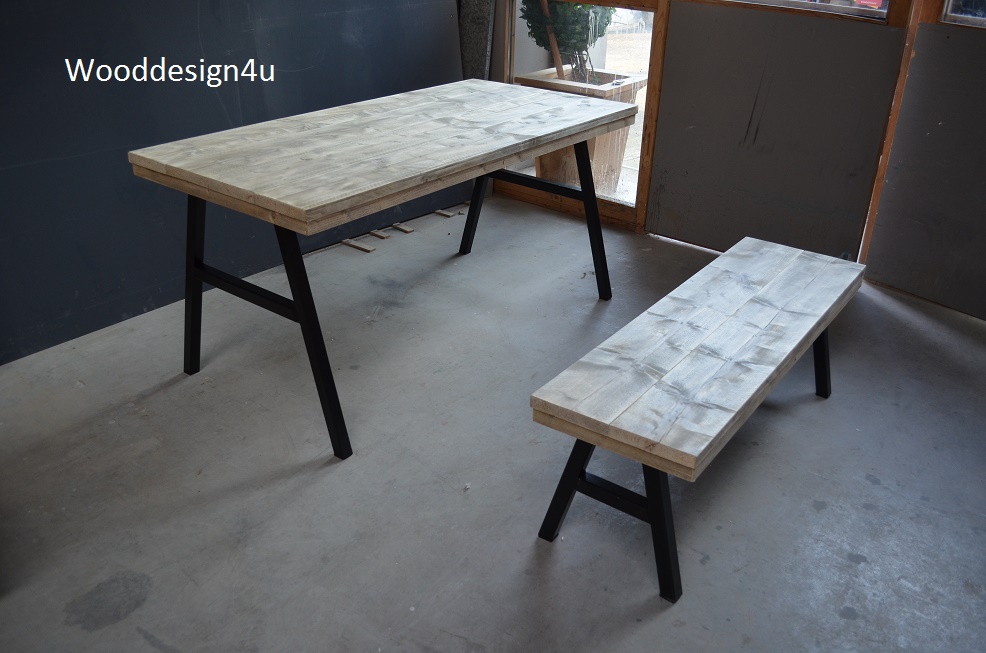 Verrassend Industriele tafel en bankje - Wooddesign4u is gespecialiseerd in UI-41