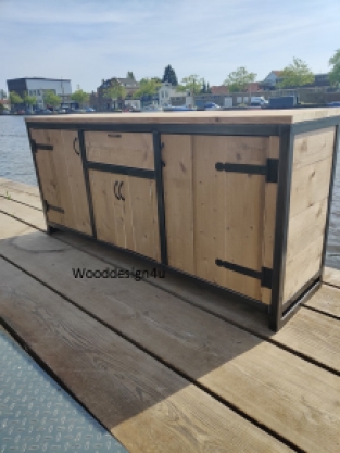 Steel and wood sideboard