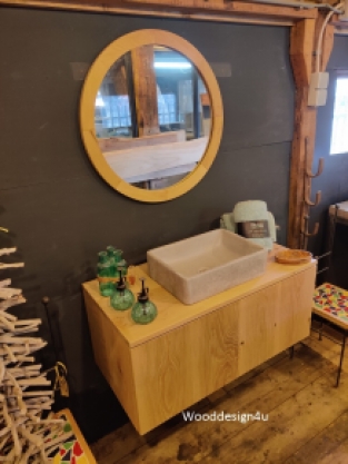 Rustic oak washbasin furniture