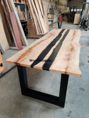 Plane tree table with epoxy river