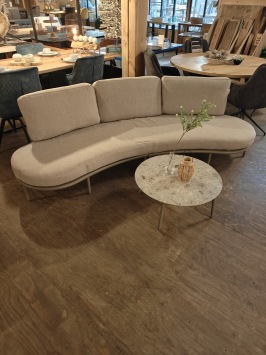 Loungeset Barcelona – Halfronde loungeset 250 cm met salontafel betonlook
