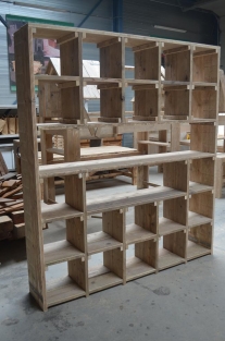 Cabinet wall of scaffolding wood